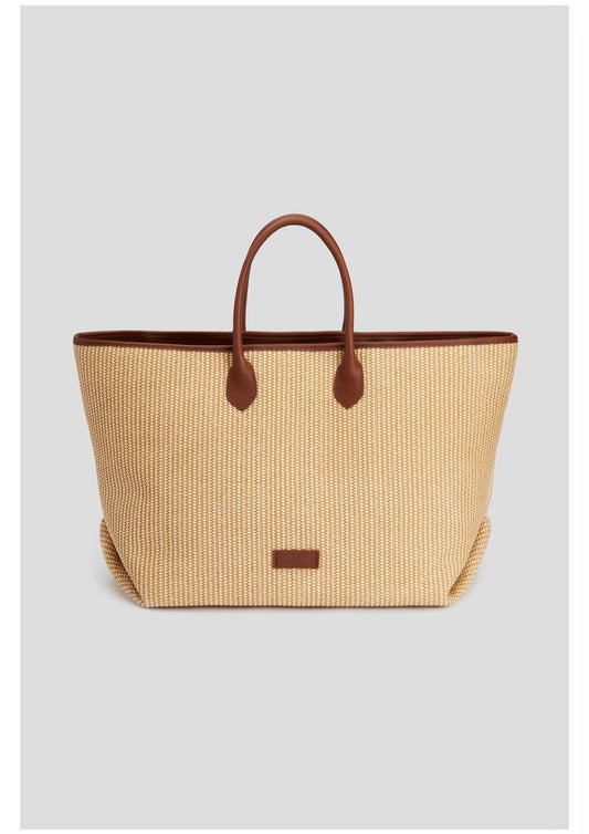Brown and Beige Beach Bag